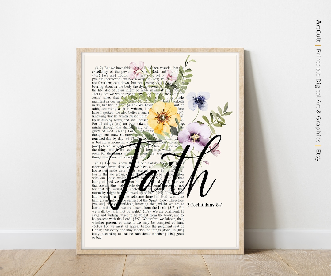 Printable Christian Art | FAITH - 2 Corinthians 5:7 | One Word Bible ...