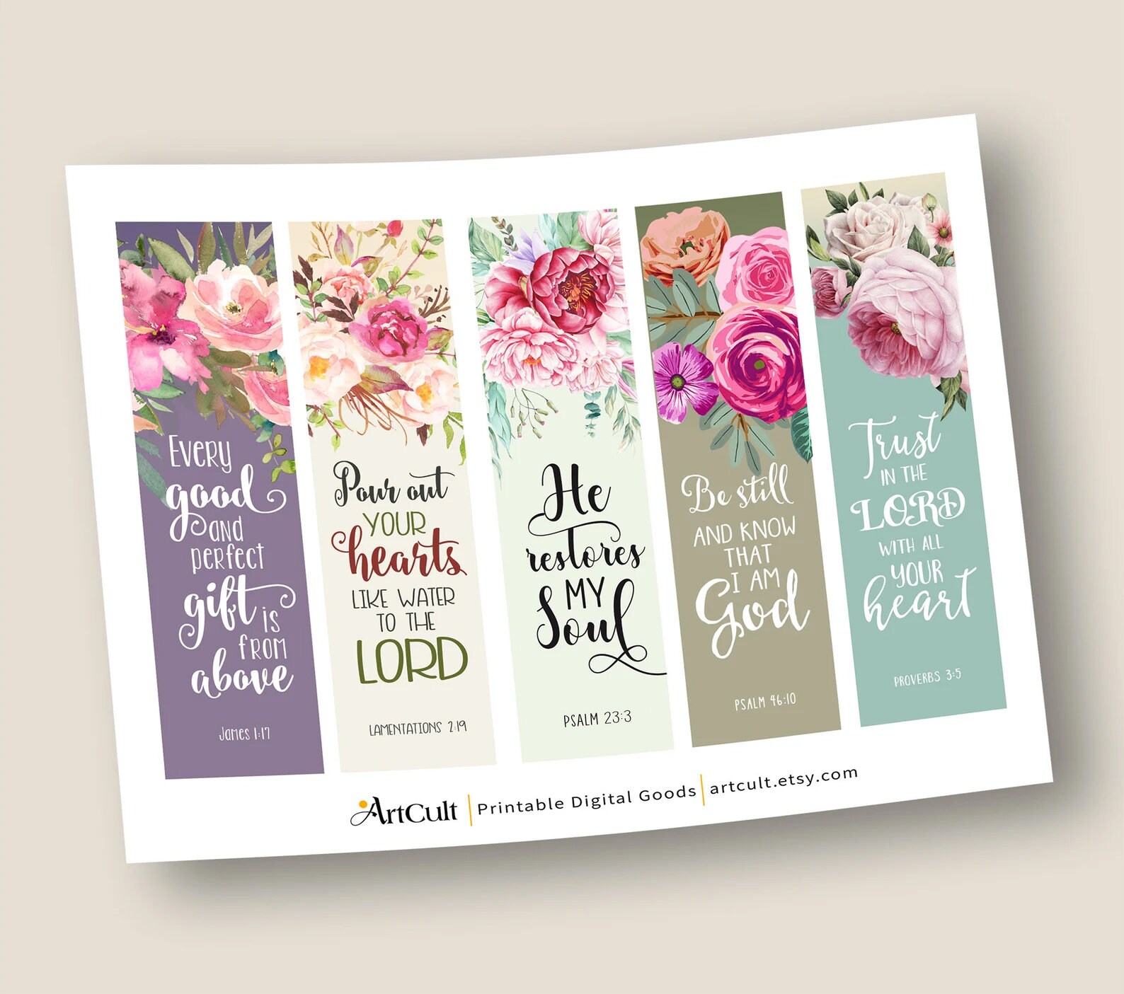 Printable Bible Verses Bookmarks, Set 2 PNG JPG Digital Download for ...