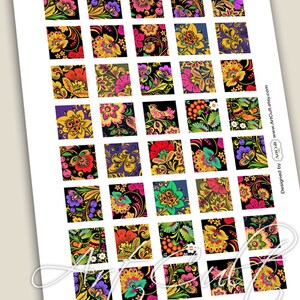 1 Inch and 1.5 Inch Square Images FLORAL ORNAMENTS Printable Download ...