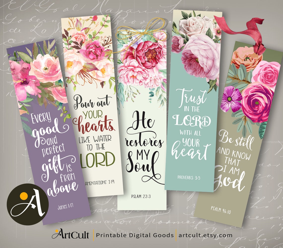 Printable Bible Verses Bookmarks Set 2 Instant Digital - Etsy