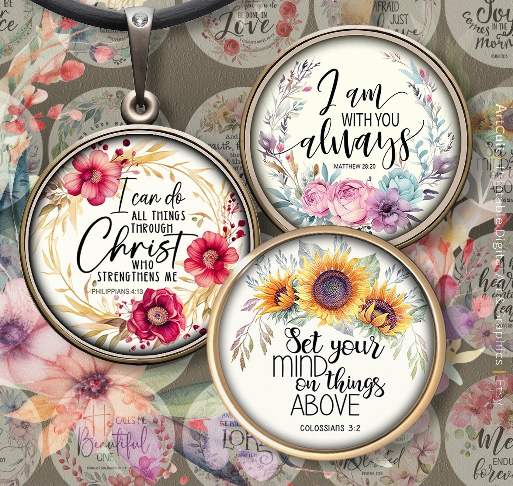 Bible Verse Art Circles – Printable Wisdom Pendants (digital Download ...