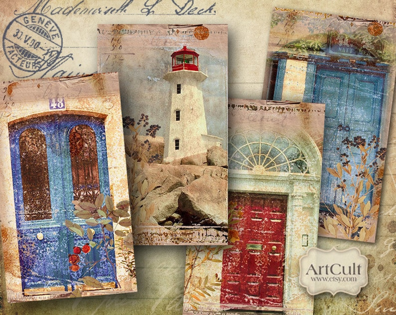journaling craft projects Printable download TATTERED MEMORIES Digital Collage Sheet 2.5x4.3 inch Vintage ephemera images for scrapbooking