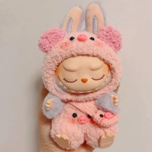 Handmade Labubu Doll Clothes Set - Pig Hoodie  (Doll Not Included)
