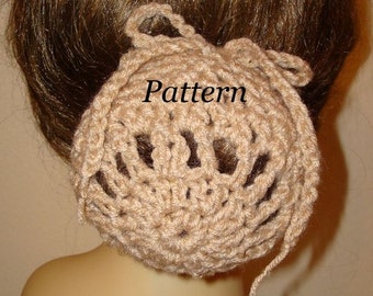 Pattern-Crochet Ballerina Large Bun Cover Snood Pattern(PDF Format Pattern In digital download) May sell finished item