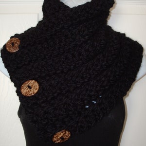 Cowl/Mount Rose Winter Bulky Ribbed Button Black Cowl/Versatile Scarf/Warm Cowl/Snowboarders Cowl/Women&#39;s Accessories/Fall Cowl