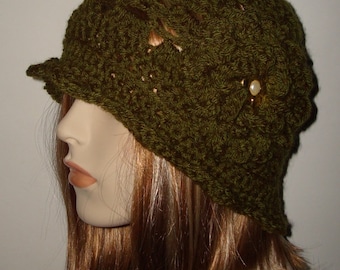 Dégagement / Crochet à la main De style édouardien Shell Stitch Cloche Flapper Hat / Cloche Hat / Mode féminine / Accessoires / Femmes / Adolescent