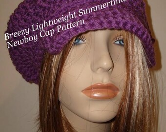 Breezy Lightweight Summertime Slouchy Newsboy Cap Hat Pattern Only(In PDF digital download only)May sell the finished item/Hat Pattern