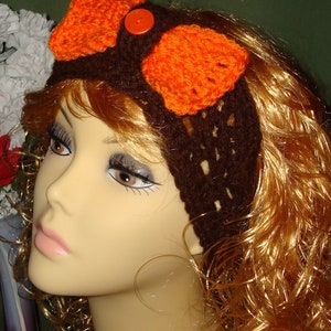 Hand Crocheted Fashion Retro Chic V Stitch Head Band/Headwrap-with Bow/Hair Accessories/Hair Band/Fashion headband/Women's image 7