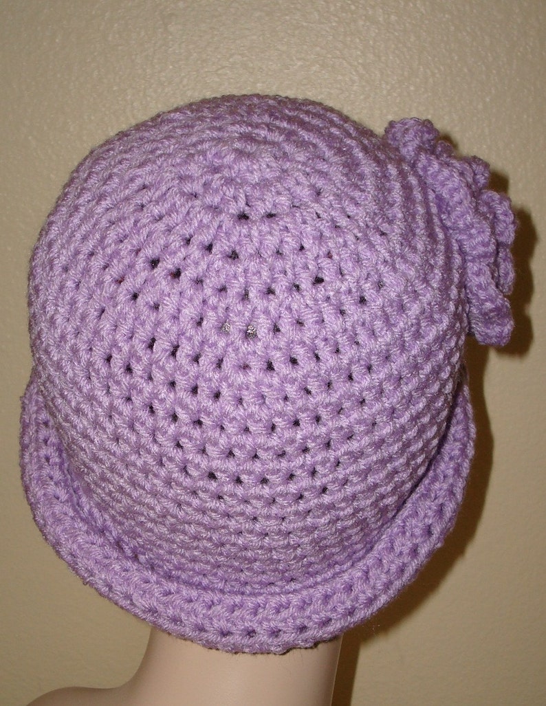 Pattern Only Crochet Rolled Brim Hat With Rose Flower Pattern pdf Format in Digital Download/may