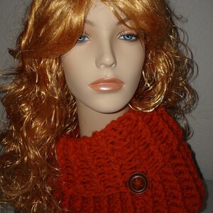 Crochet Ribbed Chunky Pumpkin Cowl/Neckwarmer/Women&#39;s Accessories/Winter Cowl/Fall Cowl/Infinity Cowl/Warm and Cozy Cowl