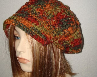 Hand Crochet Slouchy Rasta Style Newsboy Cap/Women's Hat/Women's Cap/Fashion Hat/Fall Fashion/Teen's accessories/Winter/Spring/Crochet Hats