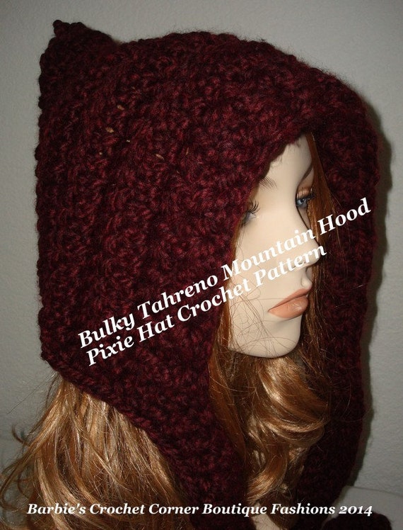 Bulky Tahreno Mountain Hood Pixie Hat Crochet Pattern/pattern Only