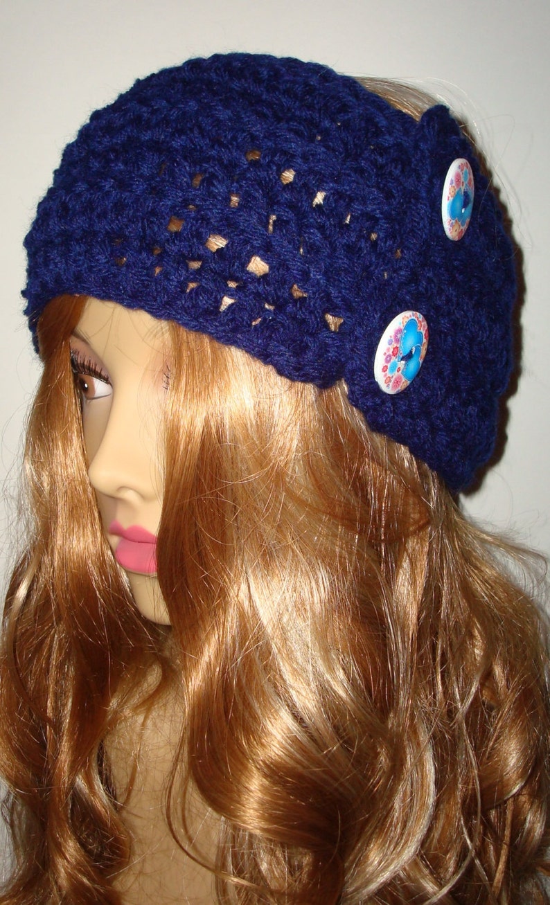 Crochet Mobius Button Headwrap/Headband/Earwarmer/Wool Blended/Warm Winter Headband/Fall-Winter Fashion Accessories image 5