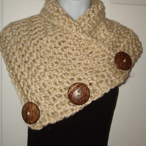 Pattern-Crochet Tahreno Mountain Button Cowl-Scarf/Chunky/Wrap/Neckwarmer/Winter Warm-Pattern/May sell the finished item
