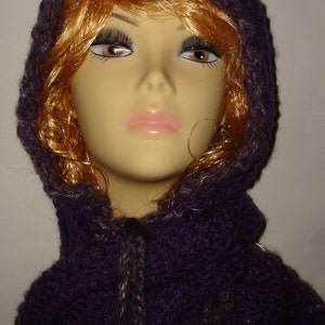 Clearance/Soft Hand Crochet/Warm Hooded Scarf /Hooded Cowl/Women&#39;s Hoodie/Winter Scarf/Fall Hooded Scarf/Neck Scarf/Ready to Ship/Purples