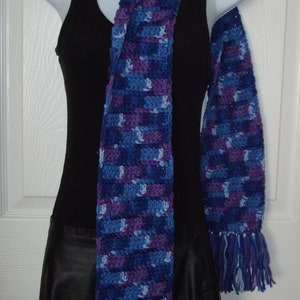 Clearance/Long Variegated(Blues and Purples)Scarf With Fringe/Winter Scarf/Women&#39;s Scarf/Accessories/Fall Scarf