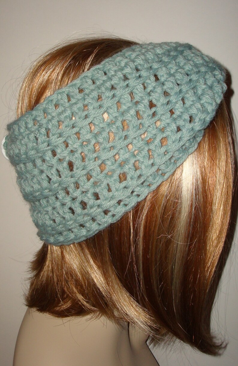 Crochet Mobius Button Headwrap/Headband/Earwarmer/Wool Blended/Warm Winter Headband/Fall-Winter Fashion Accessories image 3