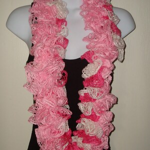 Infinity Fashion Ruffle Sashay Scarf Style/Hand Crocheted/Fancy/Spring/Women&#39;s Accessories/Frilly Scarf/Summer Scarf/Pinks/Fall