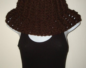 Crochet Ribbed Chunky Dark Brown Cowl/Neckwarmer/Women's Accessories/Winter Cowl/Fall Cowl/Infinity Cowl/Warm and Cozy Cowl