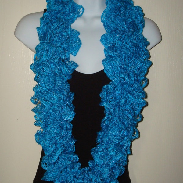 Infinity Fashion Ruffle Sashay Scarf Style I/Hand Crocheted/Fancy Scarf/Spring Accessories/Women's Scarf/Frilly/Summer /Turquoise