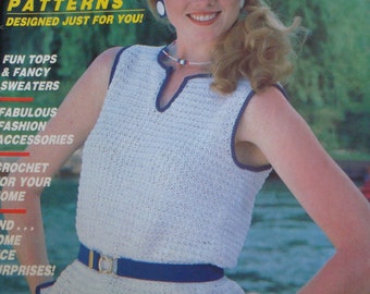 Crochet Fantasy # 36- 32 Patterns,Tops, Sweaters, Accessories, Home Misc/June 1987