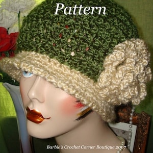 Pattern Crochet 1920&#39;s Cloche Flapper Hat with Rose Pattern(In PDF digital download) May sell finished item