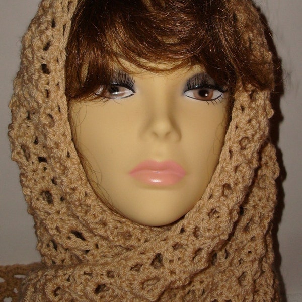 Clearance/Crocheted Camel  or Sky Blue Victorian Style Shawl/Prayer Shawl/Head Scarf/Cowl/Women's Accessories/Women's Shawl/Fashion