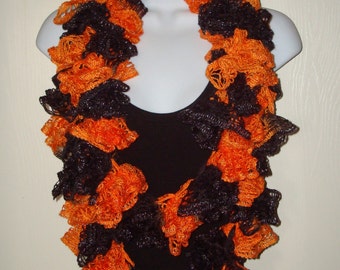 Halloween Fashion Infinity Ruffle Scarf Black & Orange/Women's Scarf/Women's Accessories/Ruffle Cowl/Ruffle Neck warmer/Fashion Neckwrap