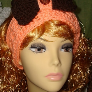 Hand Crocheted Fashion Retro Chic V Stitch Head Band/Headwrap-with Bow/Hair Accessories/Hair Band/Fashion headband/Women's image 1