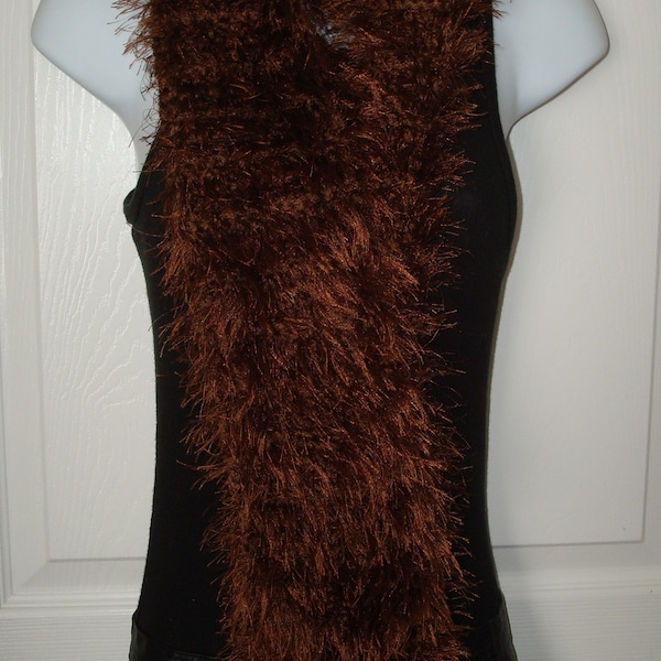 Clearance/Faux Fur Brown Long Scarf/Novelty Fur Scarf/Winter Scarf/Warm and Soft Scarf/Women's Accessories