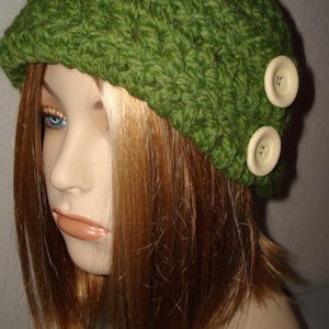 Crochet Garbo Hat 1950's style/Olive chunky cloche hat/Flapper Hat/Crochet Cloche Hat/Women's Hat/Beanie/Winter Cloche/Ready to ship