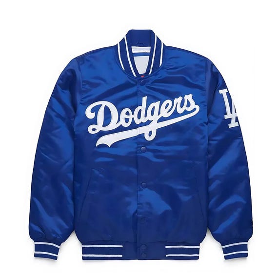 Los Angeles Dodgers Satin Bomber Jacket – Blue MLB Varsity