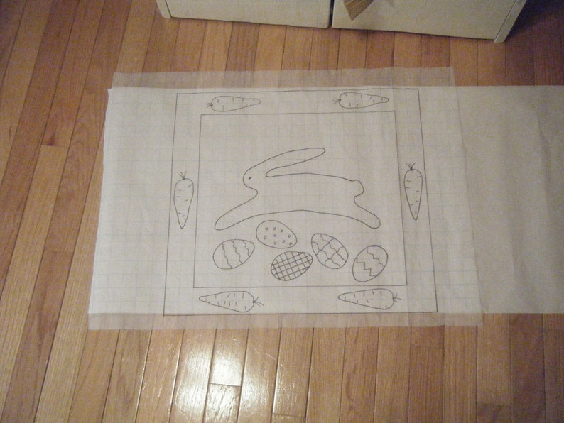 Primitive Rabbit and Easter Eggs Rug Hooking Pattern on Etsy