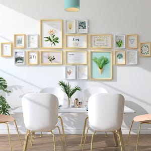 20 pieces wood wall mount photo frame set, home décor, wall decoration, wooden picture frames, gallery wall set, wood picture frame set