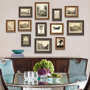 12 pieces vintage style solid wood wall mount photo frame set, picture frame set for wall, home décor, wall decoration, gallery wall set