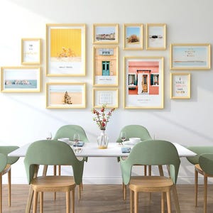 12 pieces wood wall mount photo frame set, home décor, wall decoration, wooden picture frames, gallery wall set, wood picture frame set