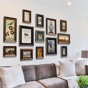 13 pieces vintage style solid wood wall mount photo frame set, picture frame set for wall, home décor, gallery for wall