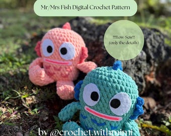 Mr/Mrs Fish Digital Crochet Pattern (Low-Sew)