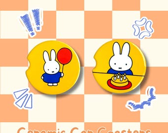 Birthday bunny ceramic car coasters