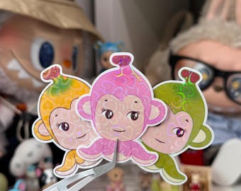 Banana monkey holographic sticker