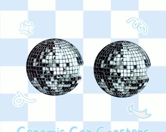 Disco ball ceramic car coasters