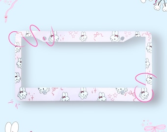 Pink bunny license plate frame
