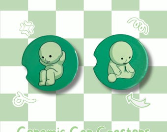 Green guy ceramic car coasters