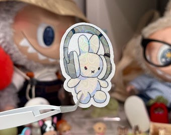 Do not disturb bunny holographic sticker