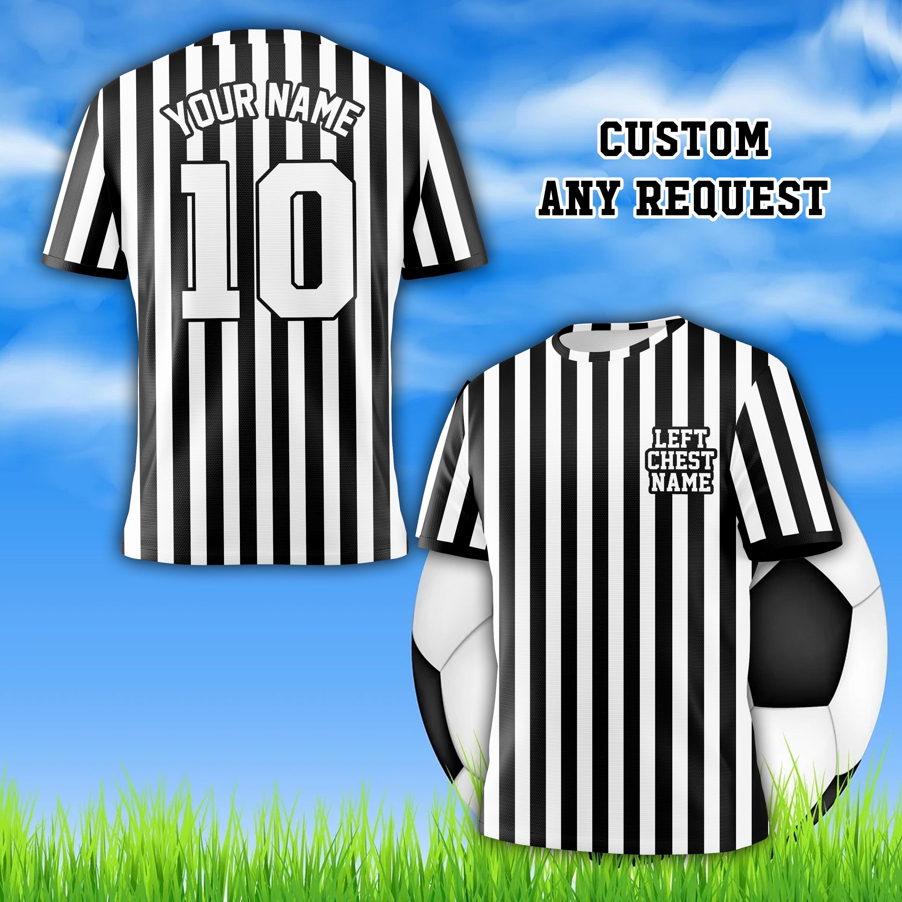 Referee Print Pattern Custom Black White Pinstripe Jersey All Over Print Shirt, Personalized ...