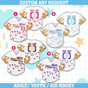 Personalisierte Name Nummer tropfendes Eis Baseball Jersey, benutzerdefinierte Farbe Sprinkles Jersey, Spieltag Outfit für Kinder Erwachsene Baseball-Liebhaber