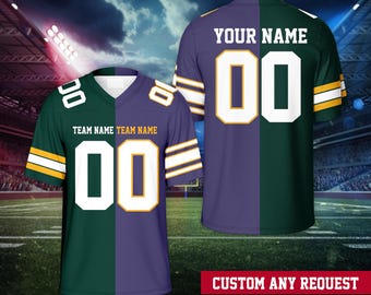Camisa personalizada para dois times de futebol, camisa de futebol personalizada dividida, camisa dividida para dois times, traje para o dia do jogo para crianças e fãs de futebol adultos