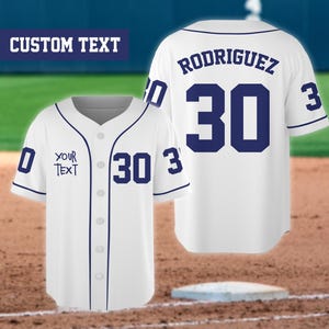 Benutzerdefinierte Farbe Kinder Baseball Jersey, personalisiertes 30 Rodriguez Baseball Jersey Film Baseball-Shirt Spieltag Outfit für Baseball-Liebhaber