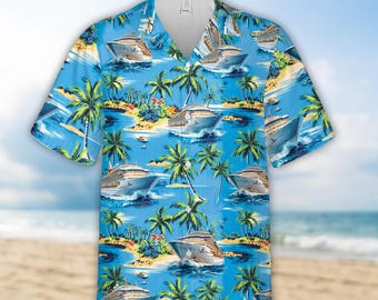 Cruise Ship Hawaiian Shirt for Men Women, Palm Tree & Tropical