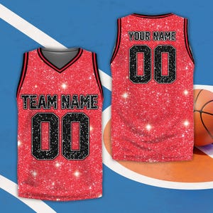 Personalized Name & Number Fraud Glitter Basketball Jersey, Custom Colors Basketball Shirt, Game Day Outfit For Kids Adult Basketball Lovers